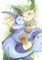 amount:pair atmosphere:field body-type:feral series:eeveelutions series:pokemon species:leafeon species:vaporeon style:kawaii // 2892x4096 // 616KB