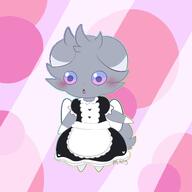 amount:solo body-type:semi-anthro maid outfit series:pokemon species:espurr style:abstract-background style:outline style:rainbow surprise // 1500x1500 // 110KB