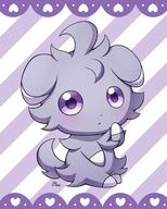 amount:solo body-type:semi-anthro series:pokemon species:espurr style:abstract-background style:kawaii style:purple style:striped-background // 1600x2000 // 165KB