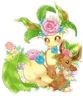 amount:pair body-type:feral feminine flower series:eeveelutions series:pokemon species:eevee species:leafeon style:girly style:kawaii wearing-flower // 600x690 // 74KB