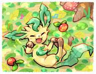 amount:solo body-type:feral leppa-berry series:eeveelutions series:pokemon species:leafeon style:colored-lines style:noisy style:playful style:very-playful // 881x681 // 149KB