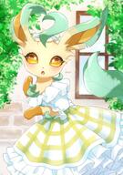 amount:solo atmosphere:town body-type:semi-anthro dress series:eeveelutions series:pokemon species:leafeon style:intentional-blur style:kawaii // 1442x2048 // 290KB