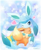 affection amount:pair atmosphere:snowy body-type:feral cuddling hugging series:eeveelutions series:pokemon species:eevee species:glaceon style:playful // 1000x1200 // 135KB