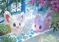 amount:pair atmosphere:flowers atmosphere:home body-type:semi-anthro plants species:minccino species:shiny-pokemon style:kawaii style:painted // 1200x856 // 178KB