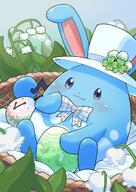 amount:solo atmosphere:easter basket body-type:semi-anthro embarrassed species:azumarill style:kawaii visibly-shy wearing-bow // 848x1200 // 160KB