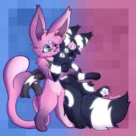 affection amount:pair body-type:semi-anthro cuddling forehead-gem glasses hall-of-fame:bronze nerdy series:eeveelutions series:pokemon species:espeon species:umbreon style:kawaii // 2600x2600 // 454KB
