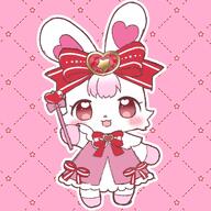 amount:solo body-type:semi-anthro character:ruby-jewelpet magical-girl species:bunny style:girly style:one-color style:outline style:pink wearing-bow // 1346x1346 // 219KB
