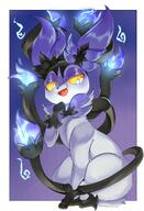amount:solo body-type:feral oc series:eeveelutions series:pokemon smug species:chandelure species:fusion species:sylveon style:white-border visual-teasing // 1868x2741 // 3.4MB