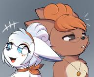 amount:pair body-type:anthro body-type:semi-anthro glasses happy necklace nerdy neutral-expression scarf species:alolan-vulpix species:vulpix // 2980x2448 // 481KB