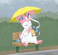 amount:solo atmosphere:rain atmosphere:town body-type:feral body-type:semi-anthro content series:eeveelutions series:pokemon species:sylveon style:playful style:simple-colors style:very-playful umbrella // 850x808 // 98KB