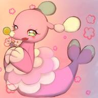 amount:solo body-type:feral flower flower-eyes hall-of-fame:bronze holding-object species:brionne style:abstract-background style:girly style:kawaii style:one-color style:pink style:playful style:very-girly // 1200x1200 // 107KB