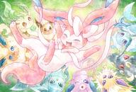 amount:multiple amount:solo body-type:feral forehead-gem grouping:all-eeveelutions series:eeveelutions series:pokemon species:eevee species:espeon species:flareon species:glaceon species:jolteon species:leafeon species:sylveon species:umbreon species:vaporeon style:watercolor // 2039x1378 // 5.9MB