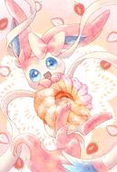 amount:solo body-type:feral food series:eeveelutions series:pokemon species:sylveon strawberry style:girly style:watercolor sweets // 1378x2039 // 4.8MB