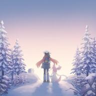 amount:pair atmosphere:snowy body-type:feral body-type:humanoid series:eeveelutions series:pokemon species:human species:sylveon style:over-exposure // 3000x3000 // 5.4MB