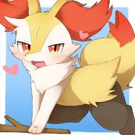 amount:solo body-type:anthro body-type:feral body-type:semi-anthro smug species:braixen style:white-border visual-teasing // 978x978 // 112KB