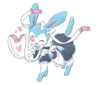 alternate-color amount:solo apron body-type:feral bow clothed-pokemon dress fang frills full-body happy heart looking-at-viewer maid maid-apron one-eye-closed open-mouth outfit pink-eyes ribbon series:eeveelutions series:pokemon shiny-pokemon short-sleeves simple-background species:sylveon white-background white-bow // 1280x1136 // 122KB
