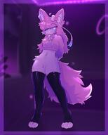 amount:solo animal-ears animal-nose arms-behind-back black-thighhighs blue-eyes blurry body-fur body-type:anthro bow closed-mouth crop-top cropped-hoodie female fox-ears fox-tail full-body hair-bow happy hood hoodie long-hair looking-at-viewer navel pink-bow pink-fur pink-hair ribbon series:eeveelutions series:pokemon species:sylveon standing style:purple sweater tail thick-thighs thighhighs thighs toeless-legwear // 1638x2048 // 173KB
