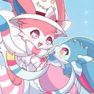 amount:pair body-type:feral cloak hat necklace oc outfit series:eeveelutions series:pokemon species:sylveon style:kawaii style:pastel-colors style:playful // 1200x1200 // 189KB